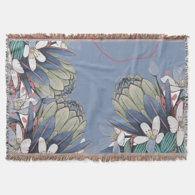 Calming Floral Protea Throw Blanket (Front)