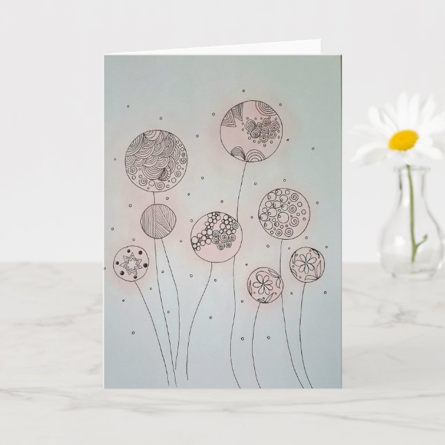 Calming Garden Spheres Mixed Media Card (Small Plant)