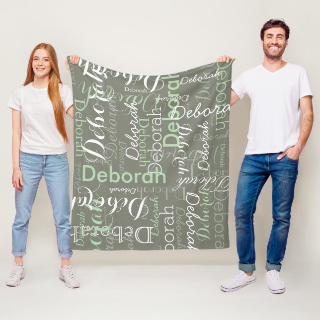 Calming Green with gray undertones custom Fleece Blanket (In Situ)