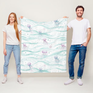 Calming Jellyfish Ocean Pattern Fleece Blanket