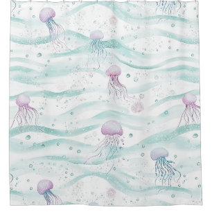 Calming Jellyfish Ocean Pattern Shower Curtain