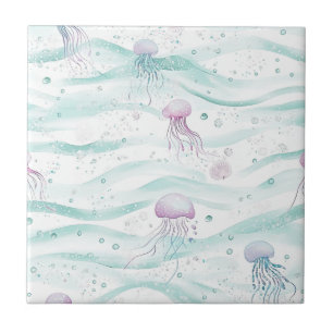 Calming Jellyfish Ocean Pattern Tile