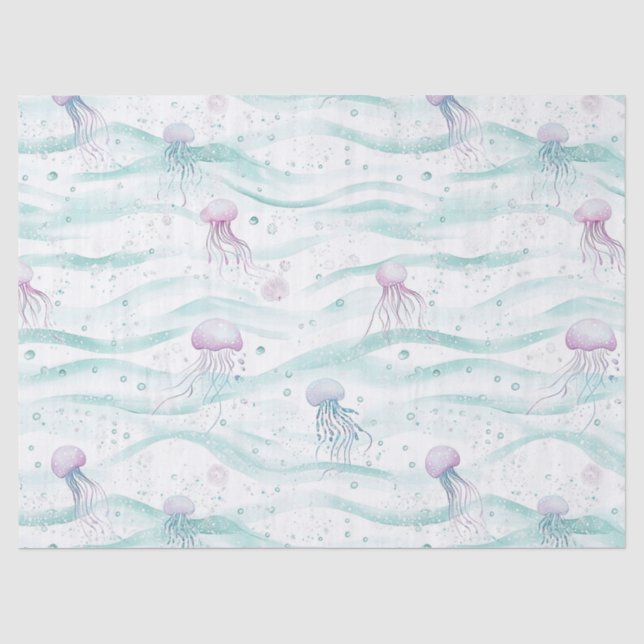 Calming Jellyfish Ocean Pattern Tissue Paper (Front)
