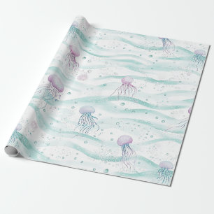 Calming Jellyfish Ocean Pattern Wrapping Paper
