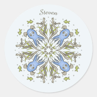 Calming Kawaii Octopus Kaleidoscope - Ocean Dreams Classic Round Sticker