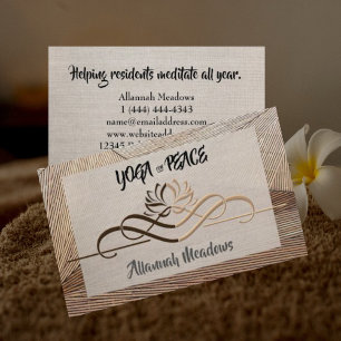 Calming Linen Bamboo Yoga Instructor Business Card