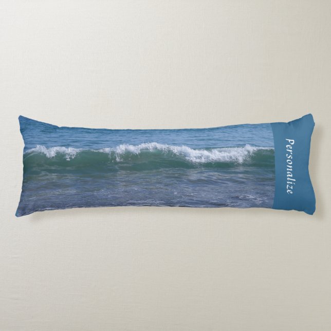 Calming Ocean Waves Tide Blue Personalised Bedding Body Cushion (Front)