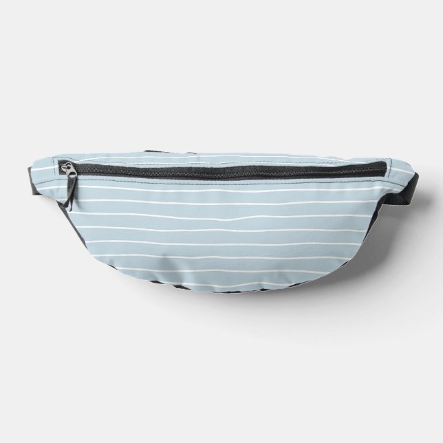 Calming Pastel Blue Ocean Waves Geometric Linear Bum Bags (Lay Down)