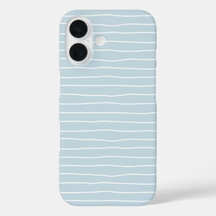 Calming Pastel Blue Ocean Waves Geometric Linear iPhone 16 Case