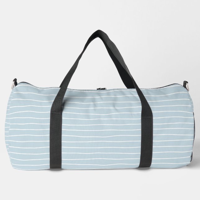 Calming Pastel Blue Ocean Waves Geometric Linear Duffle Bag (Front)