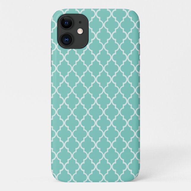 Calming & Peaceful Pattern: Mint, White Quatrefoil Case-Mate iPhone Case (Back)
