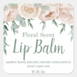 Calming Pink Roses Lip Balm Tube Labels