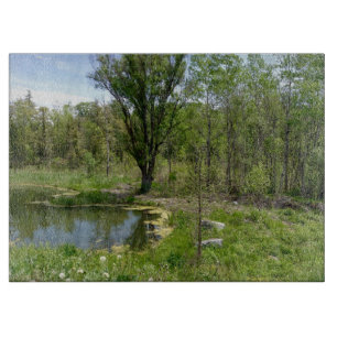 Calming Pond Landscape in the Country  Cutting Board