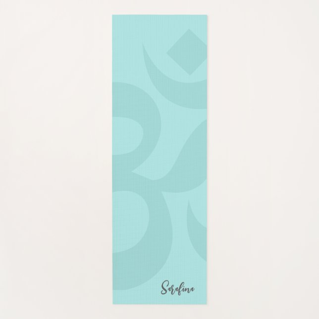 Calming Sea Green Om Symbol Reversible Yoga Mat (Front)