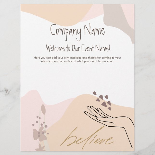 Calming Shapes Hand Motivational Event Welcome Custom Letterhead (Front)