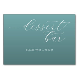 Calming Teal Cursive Dessert Bar Sign Table Number