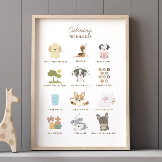 Calming Techniques Poster Kids Room Decor