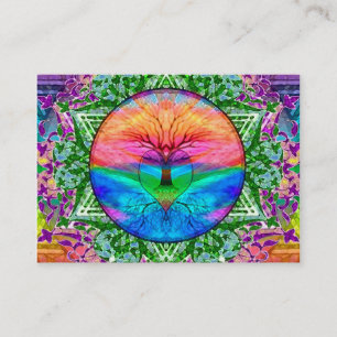 Calming Tree of Life in Rainbow Colours Business Card
