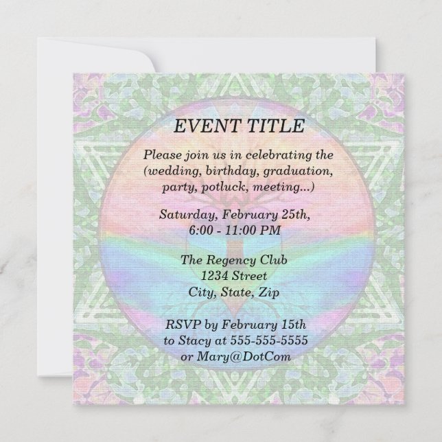 Calming Tree of Life in Rainbow Colours Invitation (Front)