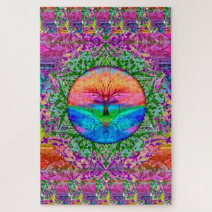 Calming Tree of Life in Rainbow Colours Jigsaw Puzzle