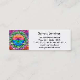Calming Tree of Life in Rainbow Colours Mini Business Card