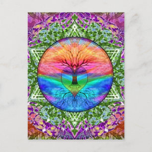 Calming Tree of Life in Rainbow Colours Postcard