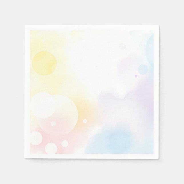 Calming Watercolor with Pastel Bubbles Napkin (Front)