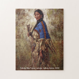Calmly She Turns, Native American woman puzzle