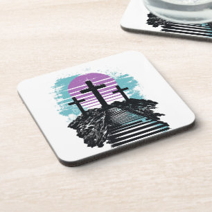 Calvary Golgotha it is finished Modern Christian Coaster
