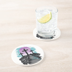 Calvary Golgotha it is finished Modern Christian Coaster