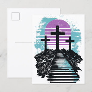 Calvary Golgotha it is finished Modern Christian Postcard