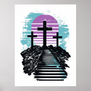 Calvary Golgotha it is finished Modern Christian Poster