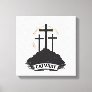 Calvary Hill Jesus Vintage Engraving Faith Tee (1) Canvas Print