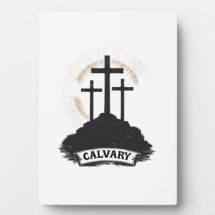 Calvary Hill Jesus Vintage Engraving Faith Tee (1) Plaque