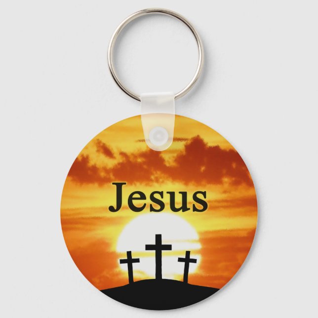 Calvary sunrise Jesus keychain (Front)