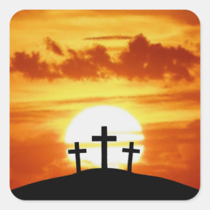 Calvary Sunrise Square Sticker