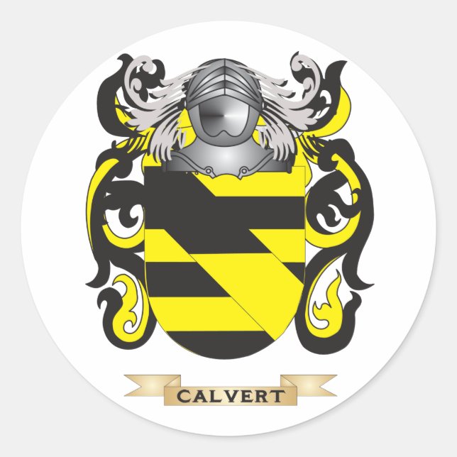 Calvert Coat of Arms (Family Crest) Classic Round Sticker (Front)