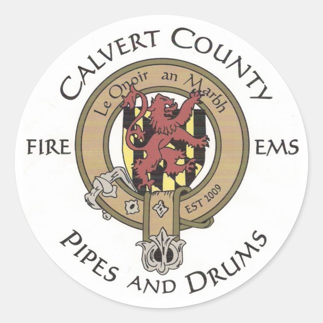 Calvert County Pipes and Drums Logo Sticker (Front)