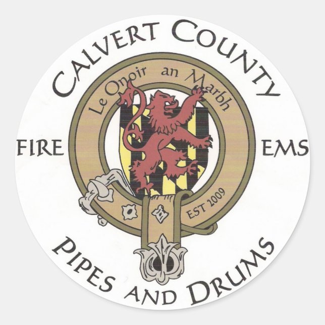 Calvert County Pipes and Drums Sticker - Small (Front)