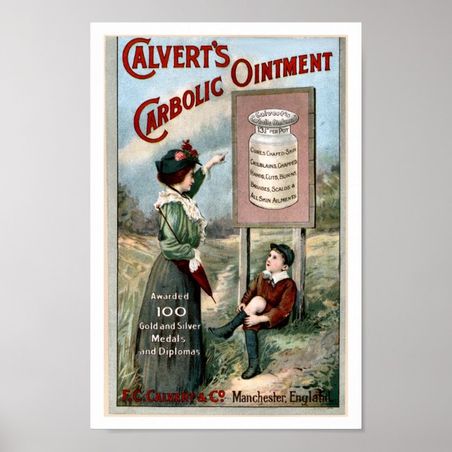 Calverts Carbolic Oinment Vintage Advertising Poster (Front)