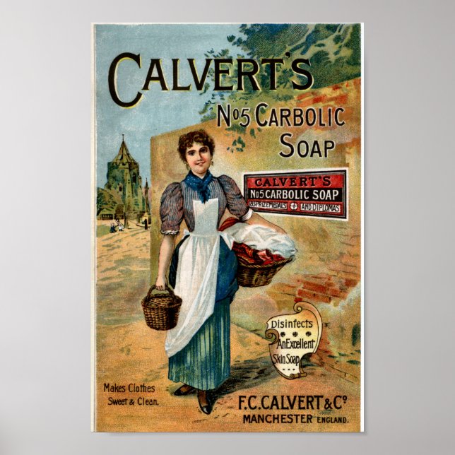 Calverts Carbolic Soap Vintage Advertising Poster (Front)