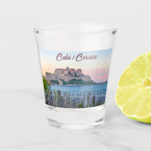 Calvi Fortress in Corsica, France during Sunset Shot Glass