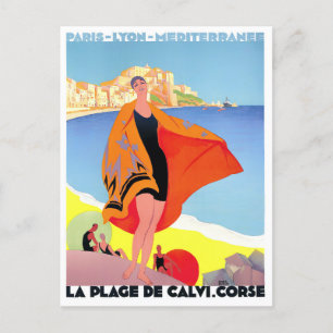 Calvi France vintage travel Postcard