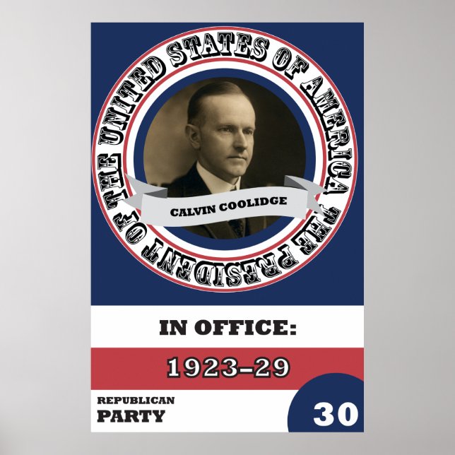 Calvin Coolidge Presidential History Retro Poster (Front)