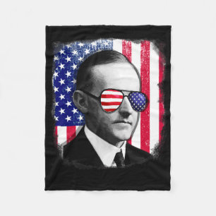 Calvin Coolidge Us Flag 4th Of July Fleece Blanket