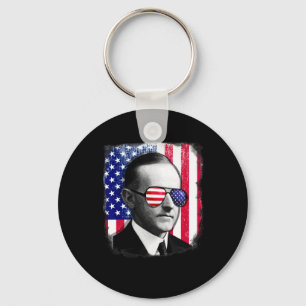 Calvin Coolidge Us Flag 4th Of July Key Ring