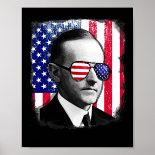 Calvin Coolidge Us Flag 4th Of July Poster