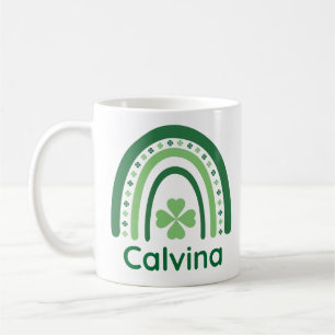 Calvina Name Clover Boho Rainbow Coffee Mug