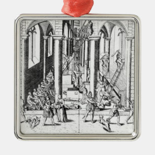 Calvinists destroying statues metal tree decoration