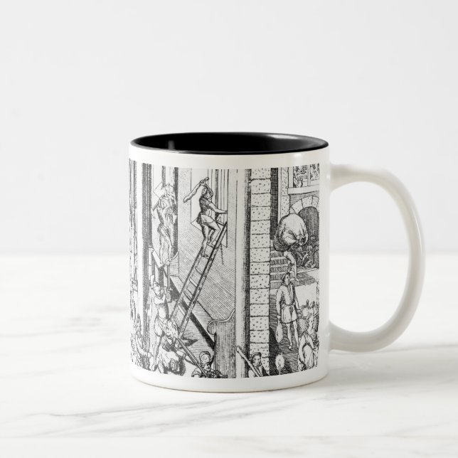 Calvinists destroying statues Two-Tone coffee mug (Right)